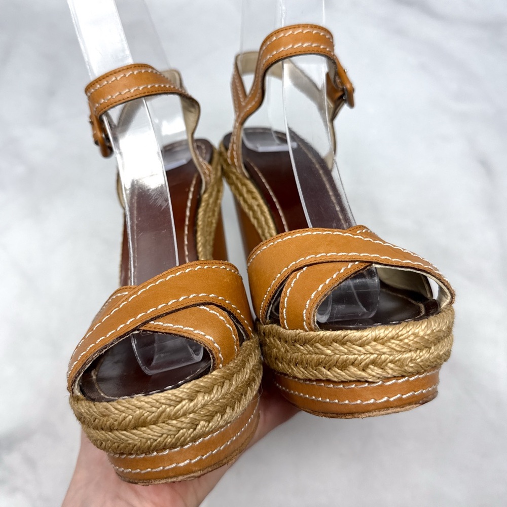 Christian Louboutin Vintage Y2K Almeria Leather Platform Espadrille Sandal Heels - Picture 6 of 14